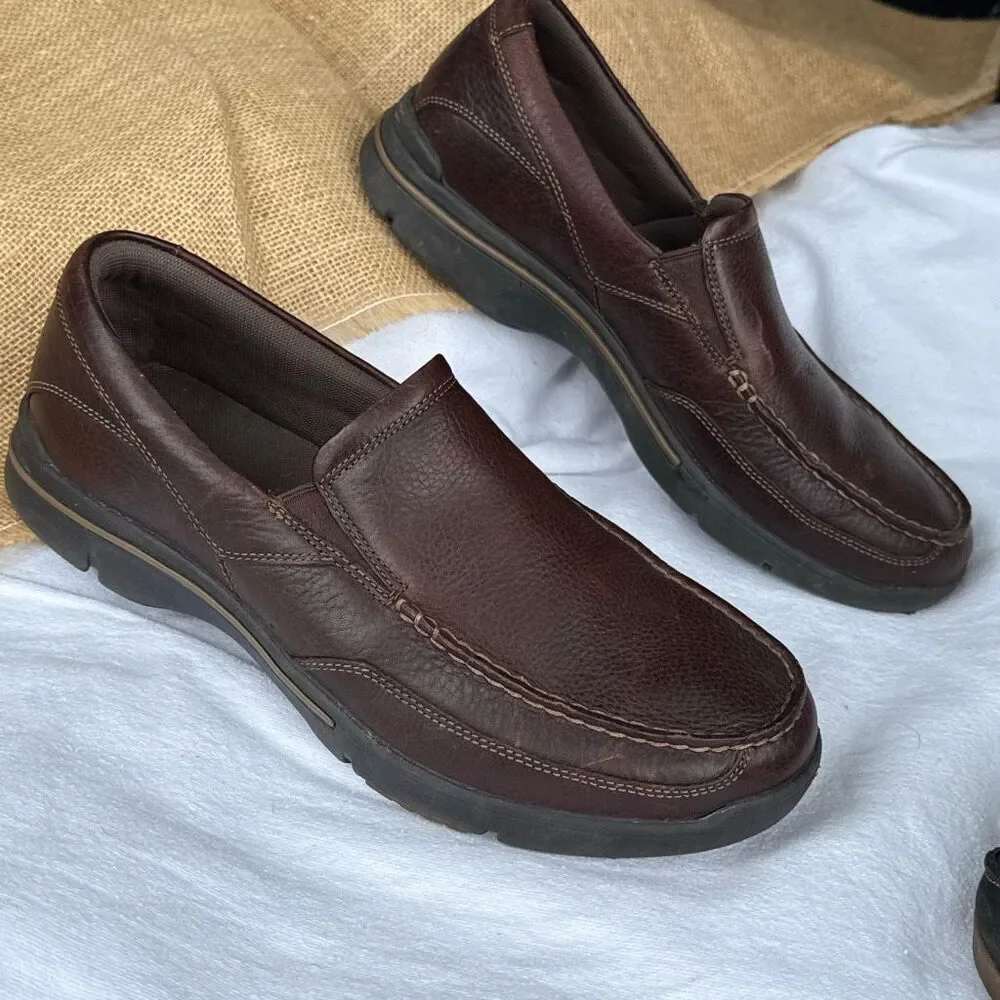 Rockport Slip On Brown Leather Classic Loafers Business Casual size 9.5